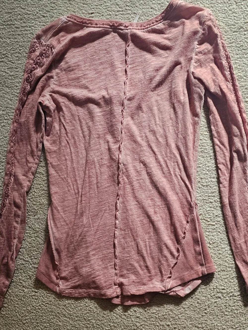 Free People Shell Stitch Long Sleeve Henley is a bohemian-inspired knit top